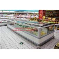Supermarket Glass Door Island Freezer for Frozen Foods