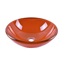 Double Layer Round Levabo Glass Basin Sink 16'' Diameter In Orange Color