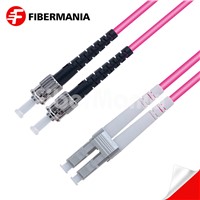 1m LC/Upc-St/Upc Duplex 40g/100g Om4 50/125 Multimode Ofnr Fiber Optic Patch Cable 3.0mm Magenta