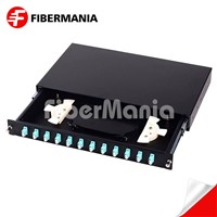1u 19 Inch Sliding Fiber Optic Patch Panel Loaded with 12 LC Duplex Om3 Multimode Adapters