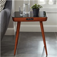 Side Table Plywood Dark Walnut Tempered Tempered Glass Multifunction Living Room Speak Coffee Table