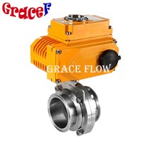 Sanitary Stainless Steel Butterfly Valve with Electric Actuator