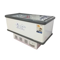 Horizontal Island Freezer Glass Refrigerator for Grocery Store