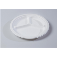 10&amp;quot; 3-Comp Round Quality Disposable Biodegradable Plate(Waterproof, Oil-Proof, Fit to Microwave)