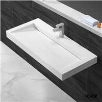 Solid Surface Wall Mounted Basin Integrated Rectangular Bathroom Sink