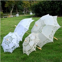 Hot Sale High Quality White Embroidered Lace Umbrella Parasol Wedding Souvenir Sun Umbrella Hot Sale Products