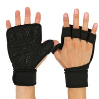 Gym Fitness Gloves with Wrist Support Silicone Padded Fingerless Sport Glove