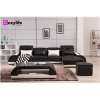 Right Hand Small l Shaped Black Leather Corner Sofa