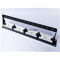 Cat6 24 Port Black Optical Patch Panel with Back Shelf Cold Rolled Steel Material