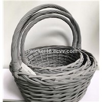 Natural Gray Wicker Gift Basket with Handle Supplier China