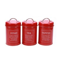 3 Pieces Metal Tea Coffee Sugar Canister Sets Jars Tin