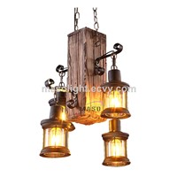 Vintage Wooden Light Hanging Metal Box Lamp LED Lights Chandelier
