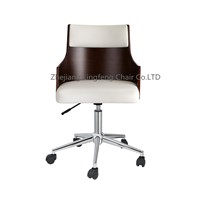 Walnut Polywood PU Leather Modern Office Swivel Chairs