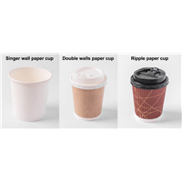 8oz 12oz 16oz Disposable Single Wall/Double Wall/Ripple Paper Coffee Cups for Cold Drink & Hot Drink
