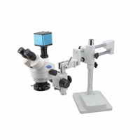 High Quality Trinocular Stereo Microscope with Double Arm Boom Stand for PCB