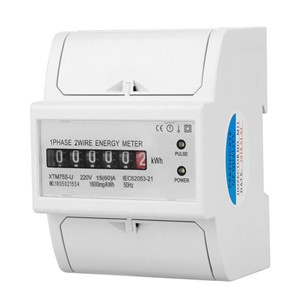 220V Digital 1-Phase 2 Wire 4P DIN-Rail Electric Meter Electronic KWh Meter 5(30)A 15(60)A 20(80)A Optional XTM75S-U Wit