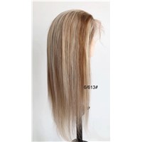 Ombre Color 100% Natural Virgin Remy Hair Handtie Lace Full Wig
