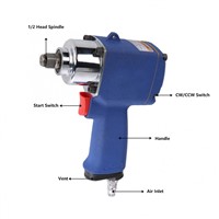 KP-500 Industrial Pneumatic Impact Wrench Air Socket Wrench Tool 9000rpm