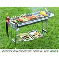 Portable Stainless Steel BBQ Grill with Tool & Accessory Basket