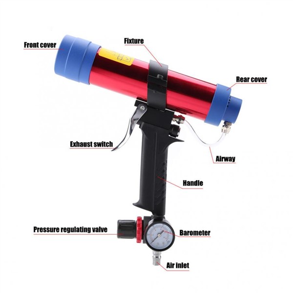 Glue Gun 310ML Pneumatic Glass Glue Sealant Cartridge Gun Paint & Decorating Tool Hot