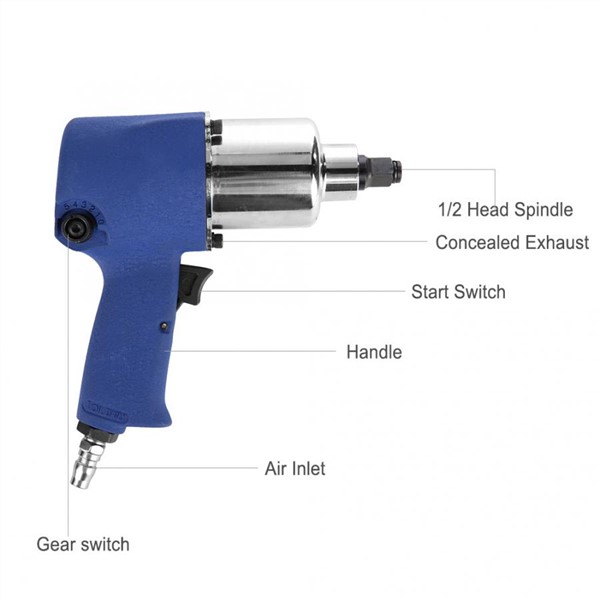 KP-506 1/2 Industrial Pneumatic Impact Wrench 65kg 8500rpm Repair Tools Set