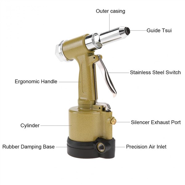 KP-701 Short Cylinder Pneumatic Rivet Gun Industrial-Grade Riveting Rivet Gun Air Hydraulic Riveter-Professional