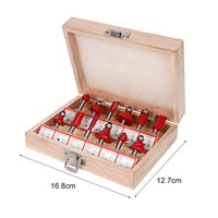 12pcs in Wooden Box Woodworking Milling Cutters Set Shank Carbide Router Bit Cutting Tools 1/2