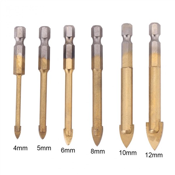 6pcs/Set Triangle Drill Marble Tile Hole Tools High-Speed -Steel Twist Drill Hex Shank Hand Tools Set 4/5/6/8/10/12mm