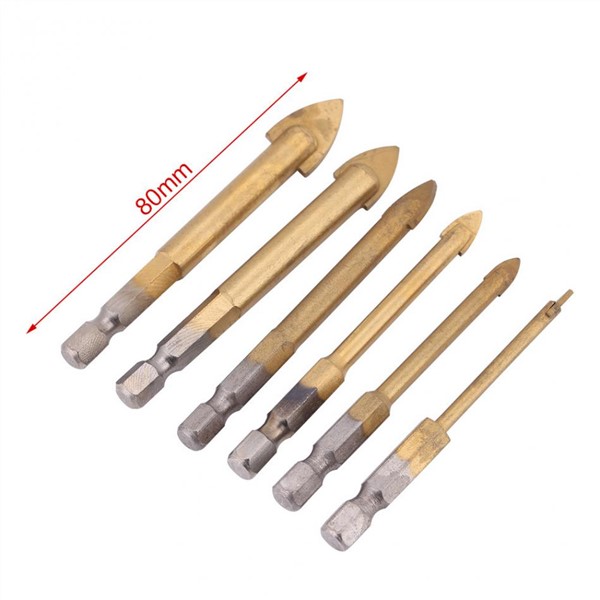 6pcs/Set Triangle Drill Marble Tile Hole Tools High-Speed -Steel Twist Drill Hex Shank Hand Tools Set 4/5/6/8/10/12mm