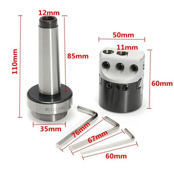 F1-2 Inch Boring Head + MT3 Shank Carbide Shank Tipped Hole Milling Holder Boring Bar Set