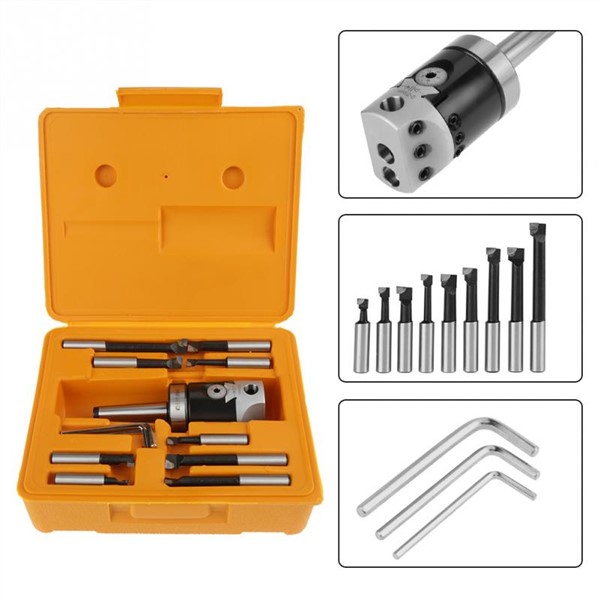 MT3-F1-1 / 2 "-9pcs Morse MT3 Handle F1 Boring Head Tool Set Carbide Boring Bar with Shank Mill