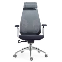 Luxury High-End Grey &amp;amp; Black Office Chair with Footrest