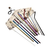 Stainless Steel Straws with Cotton Linen Bag