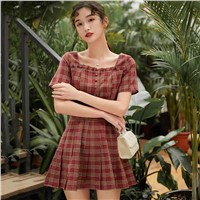 Summer Skirt Pleated Skirt Set Women's Suit Two Sets of Summer-Smoked French Platycodon Grandiflorum Dress Ocean Air Ag