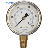 NEW STAINLESS STEEL LIQUID FILLED PRESSURE GAUGE