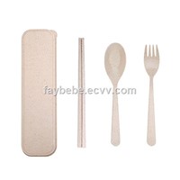 Biodegradable Wheat Straw Cutlery Set with Case