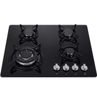 SHINOR HFR604TGB Built In Tempered Glass Gas Hob
