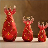 Happy Red Glass Angel Set Home Decoration Glass Angel Wedding Favor Gift