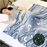 Custom Cheap Low Moq Baby Children Adults Flannel Coral Fleece Air Conditioning Luminous Glow In the Dark Blanket