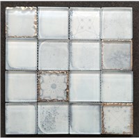 8mm White Glass Ink-Jet Printing Wall & Floor Customized Effect Glossy Matt Surface Mosaic Tiles