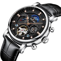 KINYUED Sport Watches Men Luxury Brand Six-Pin Multi-Function Moon Phase Mechanical Watch Men Wristwatches Clock