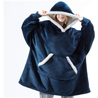 High Quality Thicken 900g Home Casual Plush TV Lazy Wearable Blanket Man Sherpa Fleece Hoodie Women with Pocket