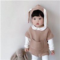 2020 Spring Knitting Girls Sweater Red Kids Clothes Children's Clothing Boutiques Baby Suit Indoor Warm