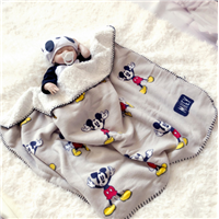 Low Moq Stock No Shedding No Fading 100*70cm Sherpa Cute Cartoon Super Soft Cheap Baby Blanket Newborn