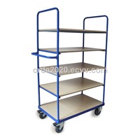4 Shelves of Shelf Trolley with Single Horizontal Push Bar