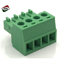 Screw 3.81mm 5.0mm 5.08mm Pitch PCB Terminal Block Connector Angle Pin Green Color Pluggable Type