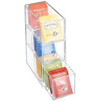 High Quality Custom Transparent Acrylic Tea Bag Organizer Storage Tea Box Acrylic with 3 Drawers