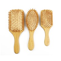 100% Biodegradable Bamboo Hair Brush Customized Logo Reusable Hair Care Scalp Care
