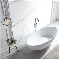Freestanding Solid Surface Bathtub Mineral Cast Artificial Stone Matt White Oval Bath Tubs Made In CHINA XA-8883