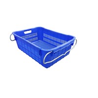 630*425*204mm Plastic Crate for Vegetables &amp;amp; Fruits Stackable &amp;amp; Nestable Plastic Basket with Metal Handle